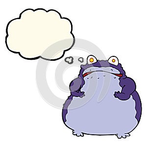 cartoon fat frog with thought bubble