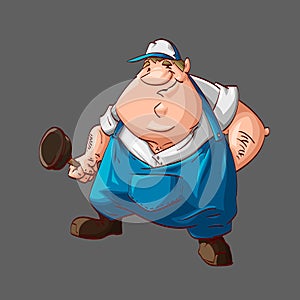 Cartoon fat plumber