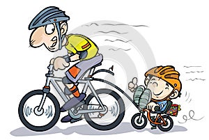 Návrh malby a syn cyklisté 