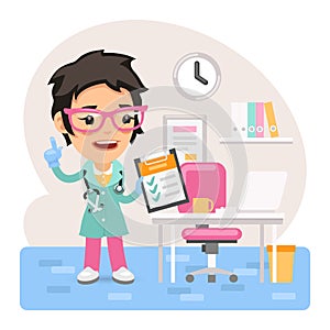 Cartoon Female Doctor Physician in the Office