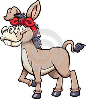 Cartoon female donkey with red bandanna photo