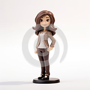 Cartoon Female Figurine With Brown Pants And White Hat