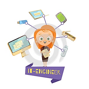 Cartoon Female Figurine Of IT Engineer