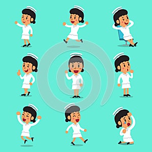 Cartoon female nurse character poses