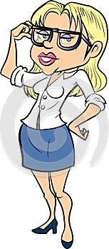 Cartoon female office worker with glasses