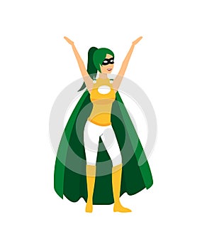 Cartoon Female Superhero Character. Vector