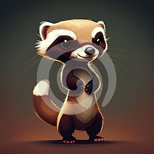 Cartoon Ferret Standing and Smiling Digital Art Illustration