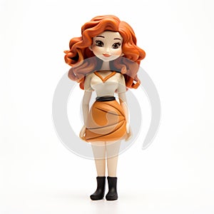 Eiichiro Oda-inspired Red-haired Doll Figurine With Orange Skirt photo