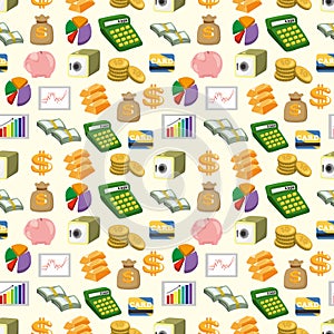 Cartoon Finance & Money seamless pattern