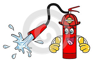 Cartoon fire extinguisher character for school kids safety awareness