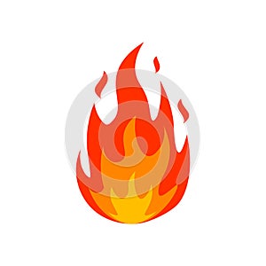 Cartoon fire flame icon. Emoticon lit fire silhouette sign. Burn fireball emblem