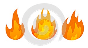 Cartoon fire flame icon set.