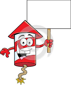 Cartoon Firecracker Holding a Sign