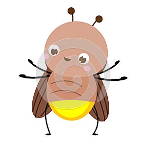 Cartoon firefly. Cute glowworm insect character. Vector illustration