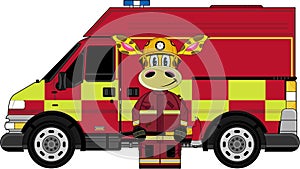 Cartoon Fireman Giraffe
