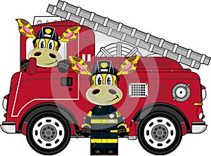 Cartoon Fireman Giraffe