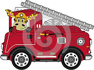 Cartoon Fireman Giraffe