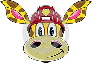 Cartoon Fireman Giraffe