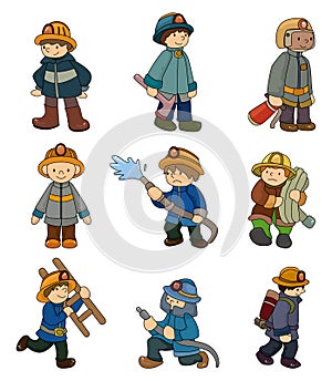 Cartoon Fireman icon set