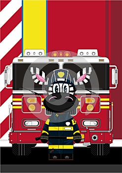 Cartoon Fireman Zebra