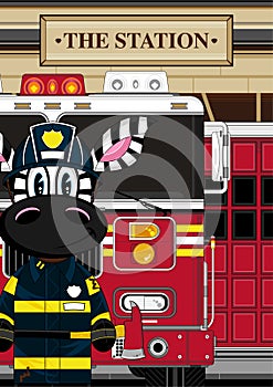 Cartoon Fireman Zebra