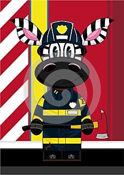 Cartoon Fireman Zebra