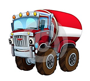 Cartoon firetruck monster truck on white background