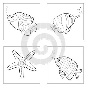 Cartoon fish animal charactor doodle kawaii cute graphic design illustration vector abstract background pattern icon.