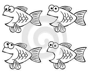 Cartoon Fish Line Art