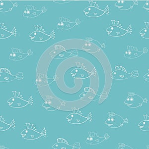 Cartoon fish. Seamless pattern.