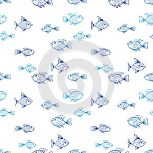 Cartoon fish seamless pattern