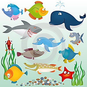 Cartoon fish set