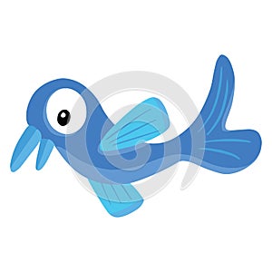 Cartoon Fish or Shark or Whale Illustration on White Background