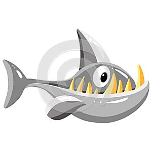 Cartoon Fish or Shark or Whale Illustration on White Background