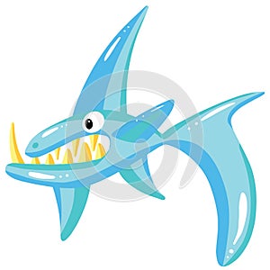 Cartoon Fish or Shark or Whale Illustration on White Background