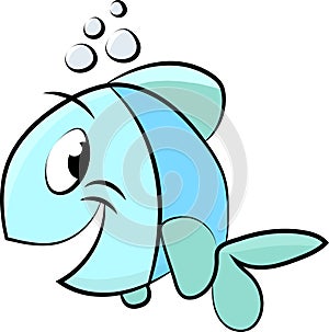 Cartoon fish swimming under water vector illustration for children