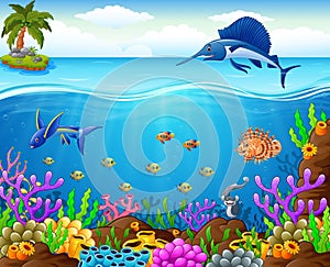 Cartoon fish under the sea