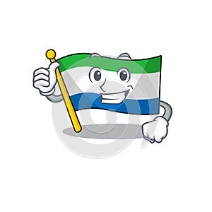 Cartoon of flag sierra leone making Thumbs up gesture