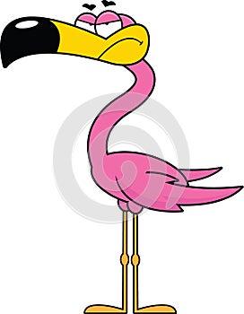 Cartoon Flamingo Grumpy