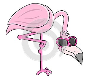 Cartoon flamingo with sunglasses