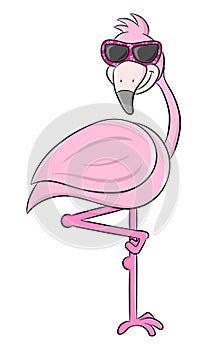 Cartoon flamingo with sunglasses