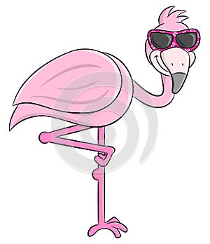 Cartoon flamingo with sunglasses photo