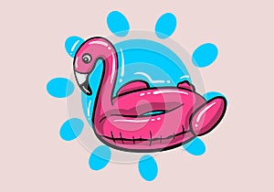 cartoon Flamingo swimming rings. Colorful floating rings.