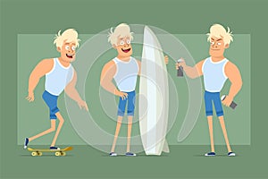 Cartoon flat blonde sportsman character vector set