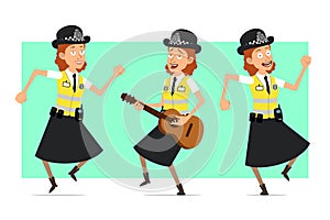 Cartoon flat british police woman character set