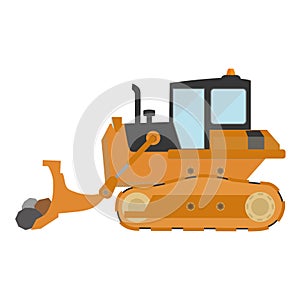 Cartoon flat bulldozer vector