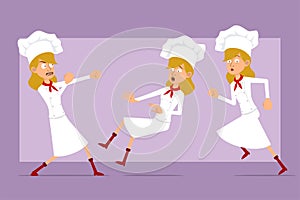 Cartoon flat chef cook girl character vector set