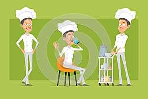 Cartoon flat chef cook man character vector set