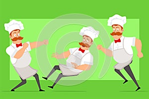 Cartoon flat fat chef cook man character vector