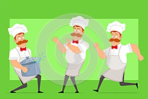 Cartoon flat fat chef cook man character vector